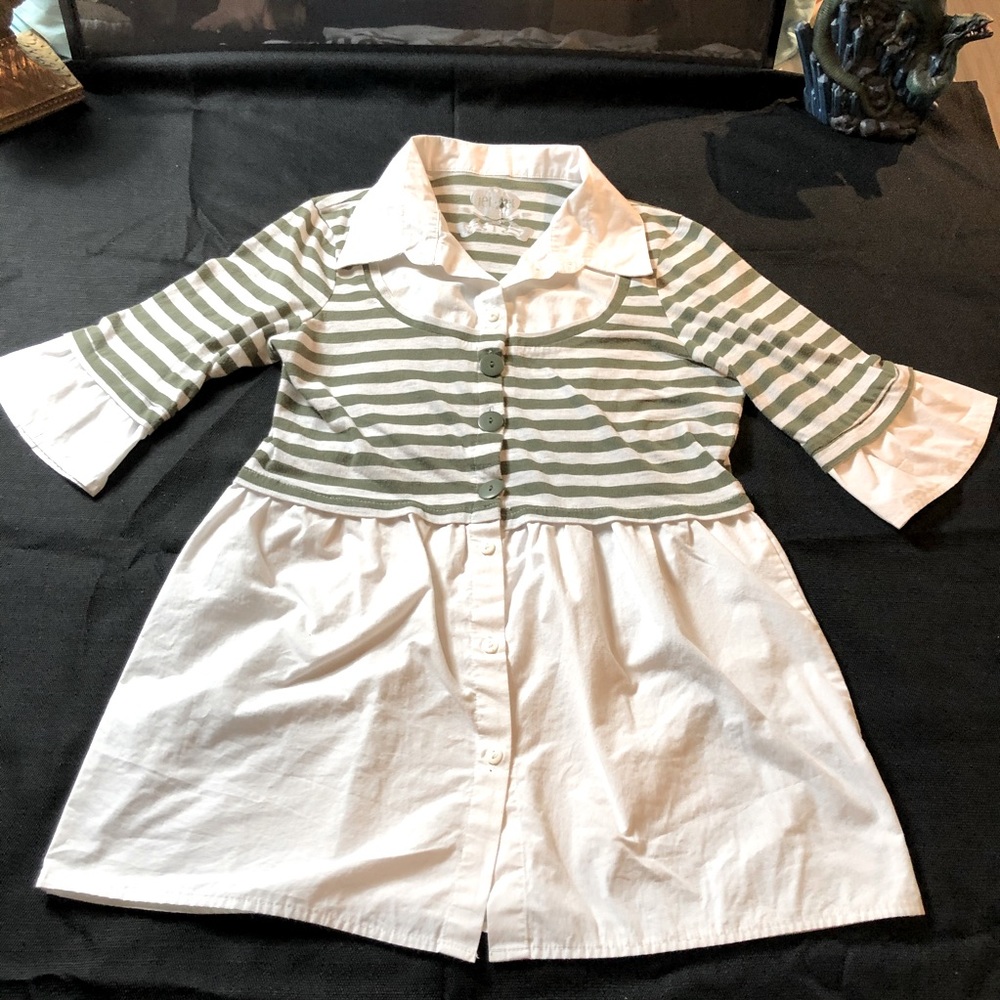 Jet Set Collared Tunic Top Button up; Girlie Top